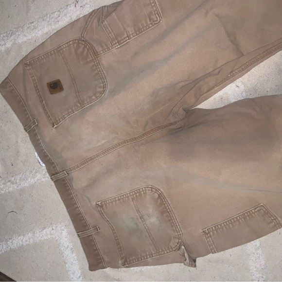 Mens carhartt classic tan distressed pants 42x 30 carpenter pants classic casual - Picture 7 of 8